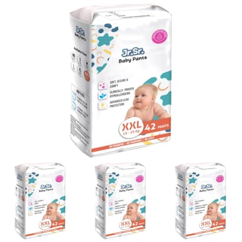 Image of Jr. Sr. Baby Diaper Pants | XXL Size (15-25 kg), 42 Count | Pack of 4 | Upto 12 hr Absorption with Advanced Leak Protection | Safe For Babies Skin | Soft, Secure & Comfy