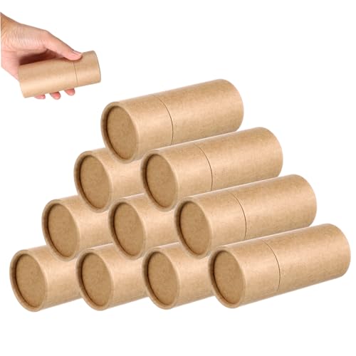 Zerodeko 10個 エッセンシャルオイルボトル用クラフト紙管容器 丈夫な厚紙筒パッケージ 保護機能付きボトル梱包箱 やにな丸型紙箱