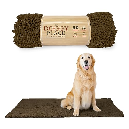 My Doggy Place Dog Mud Mat, 60' x 36' Brown – Thick Microfiber Entry Rug for Snow, Mud & Salt – Absorbent, Quick-Dry, Washer-Safe & Non-Slip, X-Large