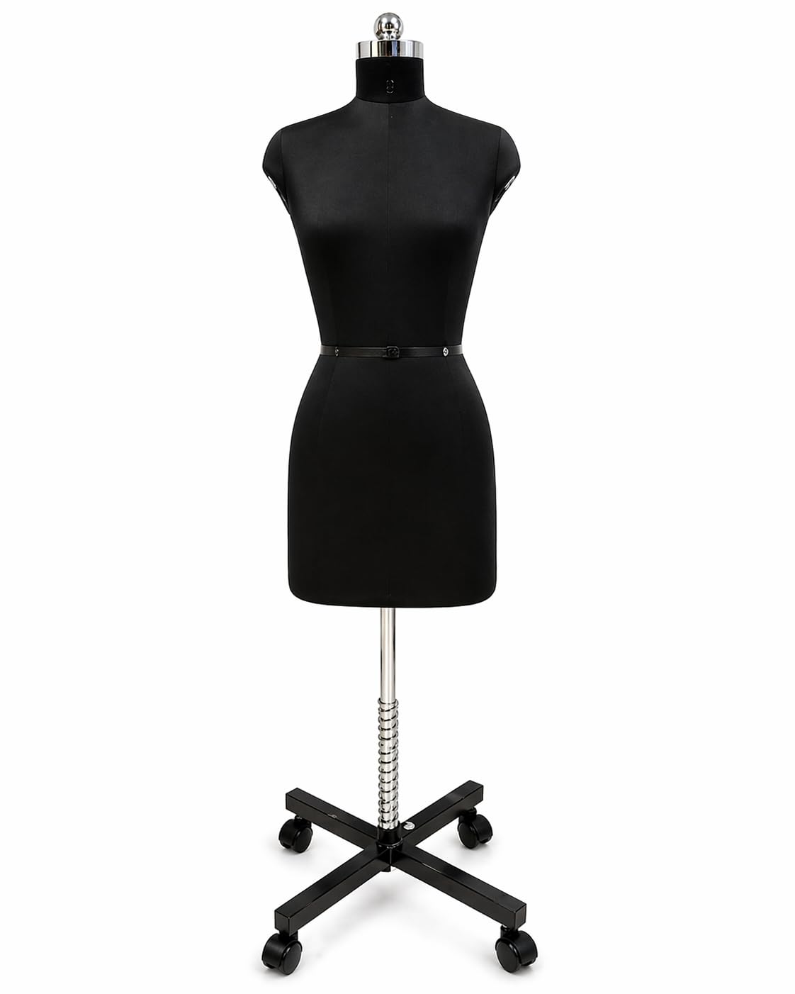 PASSION THREAD Women's Wheel Base Display Dummy Model Mannequin, Female Dummy Model Stand for Dress Hanger (Black, Medium 10)-image-5