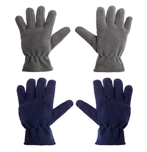 Fleece Lined Mittens for Baby Boys Girls,Baby Toddler Little Kids Winter Gloves Mittens - 2 Pair Pack (4-6 years, Z gray navy 2 pair)
