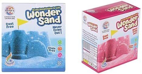 RATNA'S Wonder Sand with Tray for Play - Smooth Sand for Kids (Blue & Pink, 500 Grams Each)