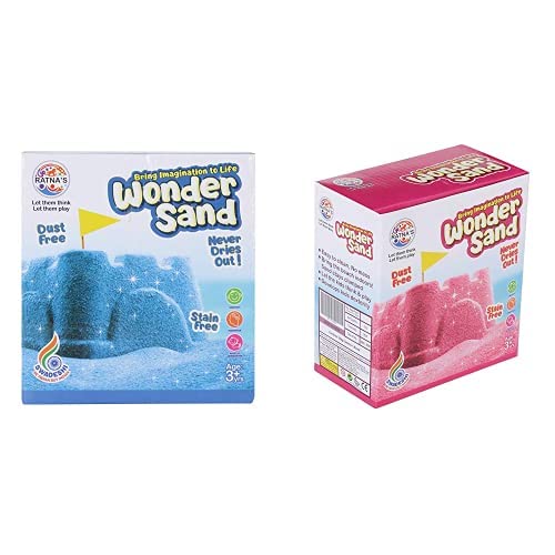 RATNA'S Wonder Sand with Tray for Play - Smooth Sand for Kids (Blue & Pink, 500 Grams Each)