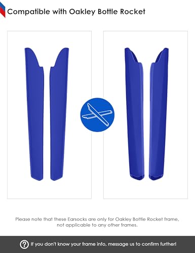 Image of BLAZERBUCK Replacement Temple Sleeves Ear Socks for Oakley Bottle Rocket OO9164 Sunglass - Black + Blue