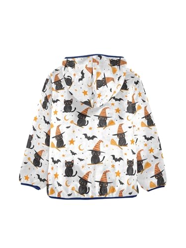 Halloween Hat Cat and Moon Star Girls Fleece Jacket Girls Fall Jacket Boys Coats Zip Up Hoodie Children Outerwear 2-10T2