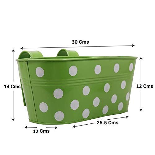 Trendy home Home Black Dotted Oval Shape Metal Flower Pot for Hanging in Balcony Plants Garden Decor (Pack of 3) Multicolor