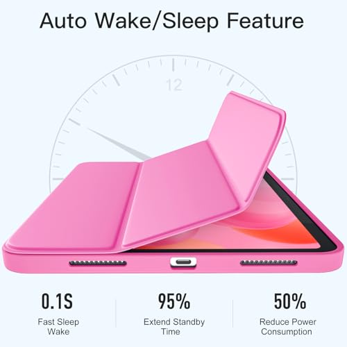 Image of Wenlaty Compatible with iPad (A16) 11th Generation Case 11 Inch 2025, for iPad 10th Generation Case 10.9 Inch 2022 with Pencil Holder, Trifold Stand Protective Cover, Auto Wake /Sleep, Peach