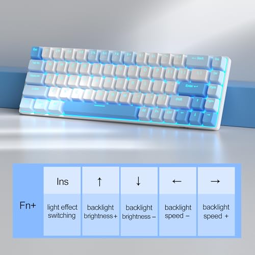 Image of MageGee Portable 60% Mechanical Gaming Keyboard, MK-Box LED Backlit Compact 68 Keys Mini Wired Office Keyboard with Red Switch for Windows Laptop PC Mac - Sky Blue