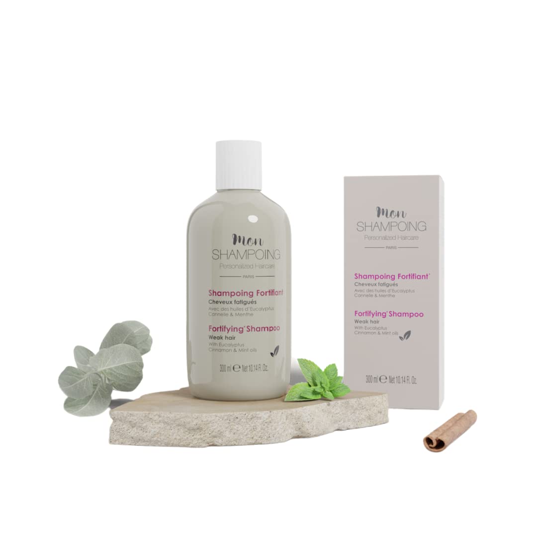 Mon Shampoing - Shampoo fortificante naturale anti-caduta - con oli di eucalipto cannella e menta - 300 ml senza SLS/Paraben/Silicone