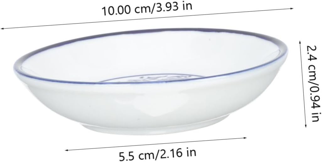 PRETYZOOM Blue and White Ceramic Sauce Dipping Dish 4 Piece Set