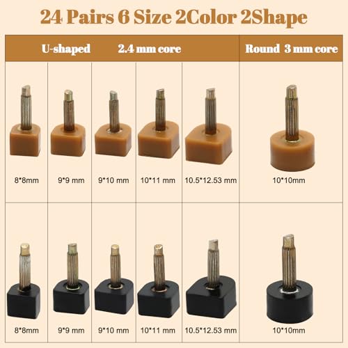 Image of 24 Pairs 6 Size High Heel Replacement Tips Kit with Upgrade Heel Caps Remove Pliers, Storage Box and Tape Measure, U-Shaped and Round Heel Tips Caps Suitable for All Kinds of High Heels