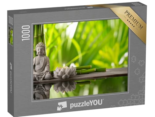 puzzleYOU: Puzzle 1000 Teile „Buddha in Meditation mit brennender Kerze“ – aus der Puzzle-Kollektion Menschen, Entspannung