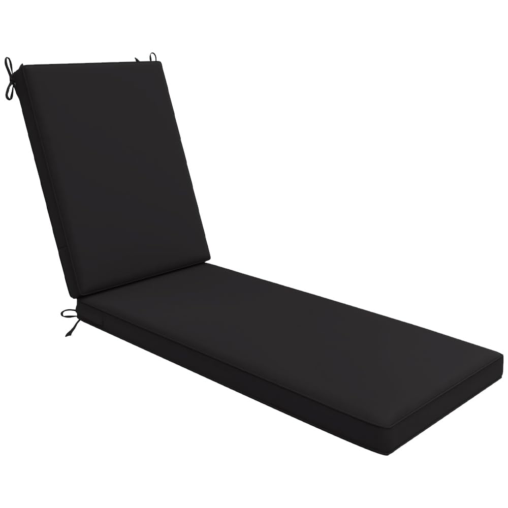 EXZFW Sun Lounger Cushion, Recliner Chair Cushio n, Sunbed Cushions for Sun Loungers, Sunbed Mattress, Sun Lounger Mattress, Garden Patio Beach Cushions for Sun Lounger,Black 8,183x53x8cm