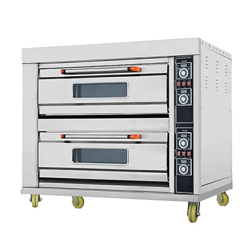 INTSUPERMAI Commercial Pizza Oven Electric Oven Double Deck Convection Oven 13.2KW 220V Commercial Cooker Double Floor Electric Baking Oven 20?-400? Heating Range 3 Phase