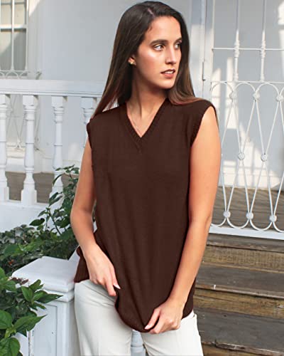 Image of TINKUY Peru Women's Alpaca Wool V-Neck Sweater Vest - Soft Knitted Pullover - Authentic Peruvian Wool - Sizes S-2XL