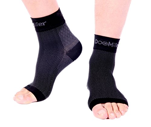 Doc Miller Ankle Compression Sleeve - Heel Brace for Heel Pain - Plantar Fasciitis Foot Wrap for Ankle Support and Neuropathy Relief - 1 Pair Black Plantar Fasciitis Wrap - XXX-Large Size