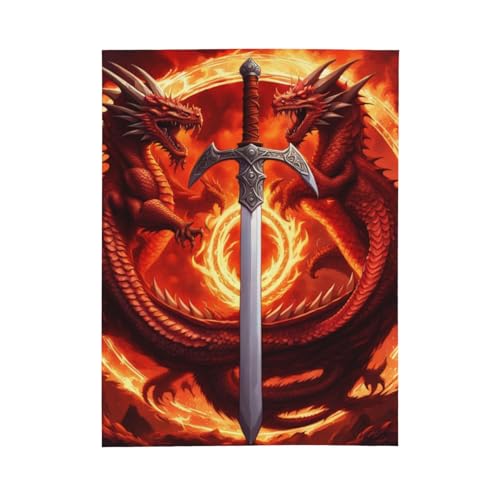 Couverture en flanelle dragon 152x203 jeté extra large pour lit