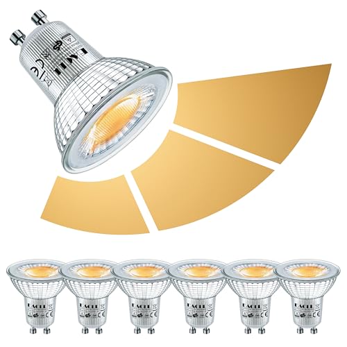 EACLL GU10 LED Warmweiss 6W 3-Stufen Dimmbar über Gewöhnliche Schalter, 6er-Pack, 2700K 565 Lumen ersetzt 75W Halogenlampen, 3 Helligkeit 3-in-1 Spot, Flimmerfrei 38° Strahler, Dimmen ohne Dimmer