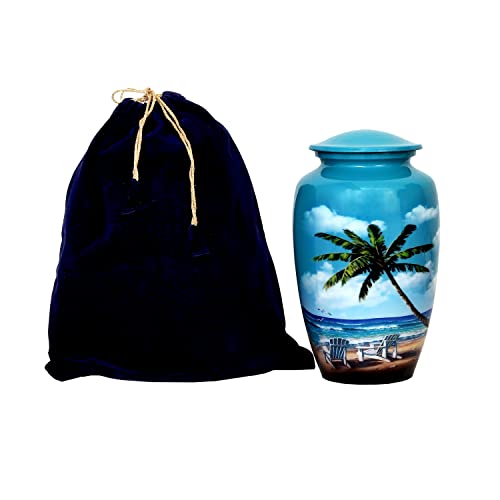 Hlc Urns – Beach Blue Cremation Urn For Human Ashes - Adult Funeral Urn Handcrafted - Affordable Urn For Ashes (Adult (200 Lbs) – 10.5 X 6 “, Cremation Urn) #TOP1