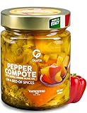 Gusta Pepper Compote in Olive Oil on a Bed of Spices - Made in Italy - Organic Bell Peppers Glass Jar with Extra Virgin Olive Oil - Non-GMO, All Natural - Perfect Snack - 9.88oz Glass Jar