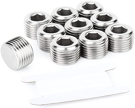 TAISHER 10PCS 304 Stainless Steel Internal Hex Thread Socket Pipe Plug Fitting 1/8" NPT Male