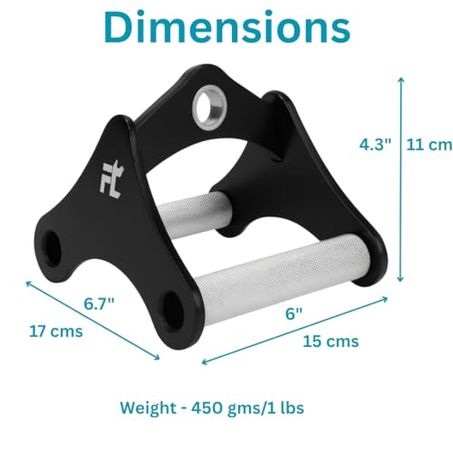 Image of Double D Row Handle Cable Attachment, Aluminium Construction, Ergonomic Non-Slip Grip for Weight Training
