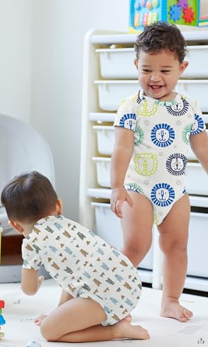 Image of KOH KOH Kids Short Sleeve Cotton Solid Lap Shoulder Baby Bodysuit