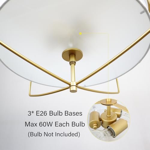 Image of DAYCENT Modern Gold Pendant Light 3-Light Drum Shade Chandelier