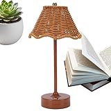 Lampe de Table en Rotin | 120 sans fil rechargeable avec variateur d'intensité éclairage en rotin artificiel,Lampe de Bureau pour Télétravail,pour Maison Bureau Salon Lecture Table de Chevet Cuisine