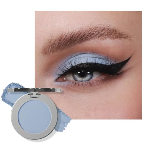 KYDA Light Blue Matte Eyeshadow Single, Grey Blue Eyeshadow Compact, Ultra-fine Lightweight,...