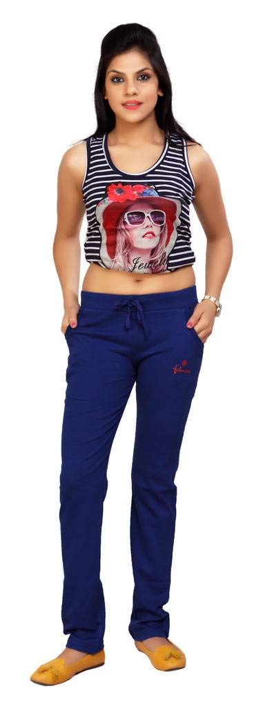 FILMAX® Originals Women Cotton Lycra Rib Solid Sports Walking Gym Yoga Joggers Workout Lower Multipurpose Track Pant (FX1-5101_Royal Blue_3XL) 4