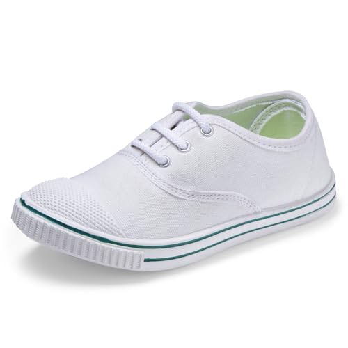 Image of DOCTOR EXTRA SOFT Uniform Tennis Canvas School Shoes with Laces Black & White for Boys & Girls | Memory Foam Cushion & Anti-Bacterial Technology| Lightweight | Comfortable| Durable & Anti-Skid D-3004