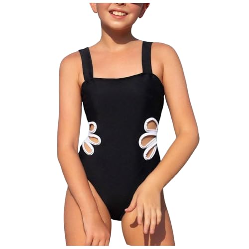 Girls Cut Out One Piece Swimsuit Solid Sleeveless Hollow Side Swimwear Y2K Bathing Suits Summer Swimming Beachwear