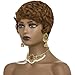 BingSing Short Pixie Cut Wig for Black Women Brown Short Wig for Black Women Pixie Cut Wigs Synthetic Curly Wig (Light Brown)