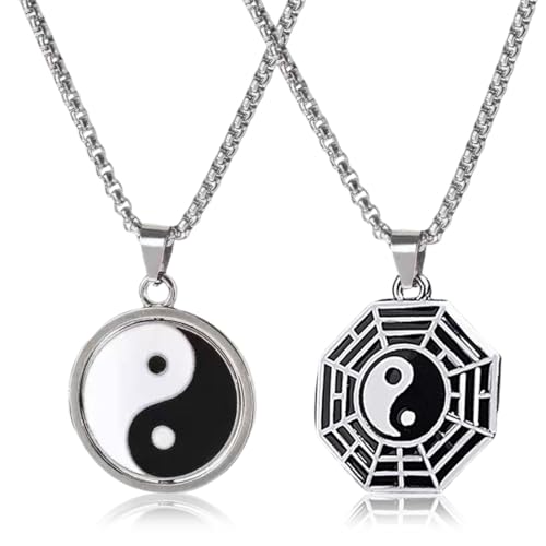 ZUWIJEQ 2 Pcs Collier Homme, Collier Couple, Collier d'Amitié Pour 2, Ying Yang Pendentif Collier, Bijoux,Pour Meilleurs Amis, Amoureux Et Couples - Cadeaux,...