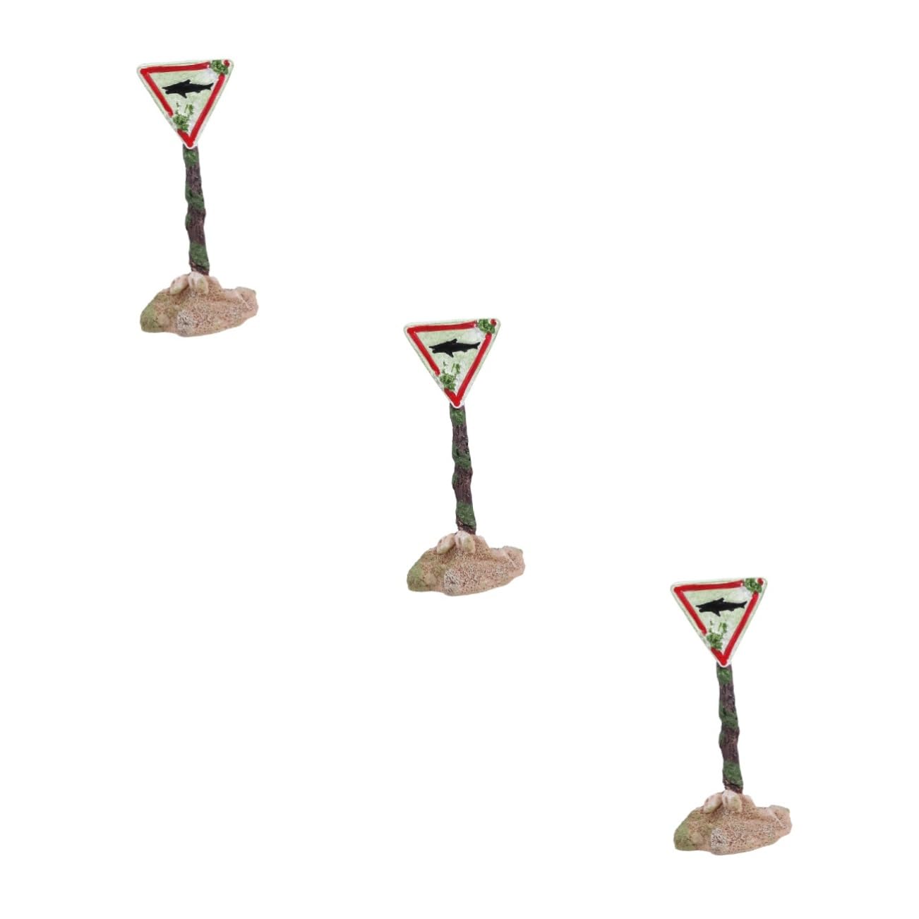 FRCOLOR 3piezas Adorno De Acuario De Resina Forma De Señal De Advertencia Decoración Divertida para Peceras Accesorio Creativo para Paisaje Acuático para Agua Dulce y Salada
