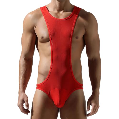 Men's Mesh Bodysuits Thongs Jockstrap Leotrad Wrestling Singlet Underwear See Through Bugle Pouch Jumpsuits2