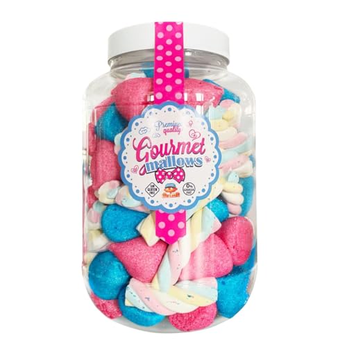 iChuches- Esponjitas Top Mallows Envueltas De Colores Para Mesas Dulces, Bolsas De Cono, Piñatas. Sin Gluten, Sin Lactosa, 0% Materia Grasa. Marshmallow (Surtido, Tarro 800 Gramos)