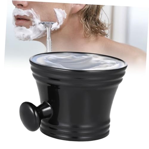 NOLITOY Shaving Bowl with Soap Cup Plastic Round Men's Shaving Mug Black Comfortable Handle
