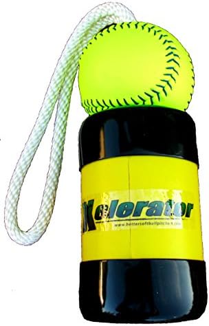 The Mini Xelerator 10u Fastpitch Softball Pitching Trainer and Warm Up Tool with 11 Inch Premium Leather Indoor Ball for Improved Grip