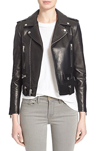Luis LeatherWomen's Lambskin Leather Bomber Biker Jacket, Women's Jackets - Black -