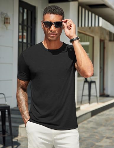 COOFANDY T Shirt Herren Kurzarm Sommer Tshirt Rundhals T-Shirt Unterhemd Einfarbig Basic Tshirt für Männer – Bild 3