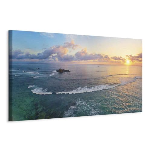 murando - Quadro Materico Tramonto Sul Mare Paesaggio 90x30 cm 1 Pezzo Stampa su Tela Struttura - Effetto Dipinto - Quadri Moderni Camera da Letto - Decorazioni da Parete Decori - Onde c-B-0525-b-a