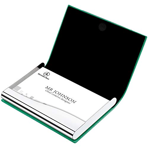 Padike Business Card Holder, Business Card Case Professional Pu Leather & Stainless Steel Multi Card Case,Business Card Holder Wallet Credit Card Id Case/Holder For Men & Women. (U-Green) #TOP4