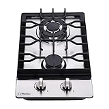 Gas Cooktop 12 Inch, 2 Burners Gas Stovetop Built-in Stainless Steel Gas Stove Dual Fuel LPG/NG Convertible Gas Hob for RVs, Apartments, Outdoor