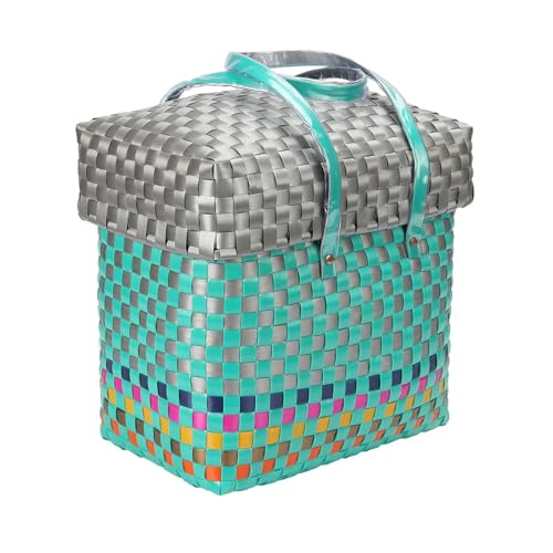 Image of Arnavira Handmade Multipurpose with Lid 4L Used as Lunch Lunch Bag Tiffin Bag for Office,School & Travel (18x12x19) (Sea Green Silver, X Small)