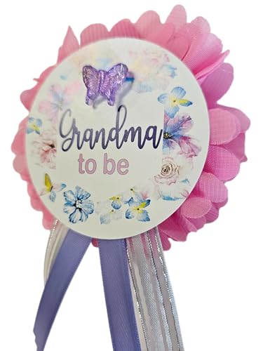 Image of Butterfly Theme Baby Shower or Pregnancy Announcement Gigi Nana Grandma Pin, Decorations, Gender Reveal It's a Girl (grandma pin)