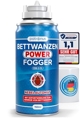 Patronus Bettwanzen Power Fogger - 150ml - effektiver Vernebler mit maximaler Sofortwirkung zur Bettwanzen-Abwehr, für schwierig erreichbare Bettwanzen-Verstecke - aus deutscher Produktion