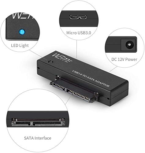 Weme Usb 3.0 To Sata Converter Adapter For 2.5 3.5 Inch Hard Drive Disk Ssd Hdd, Power Adapter And Usb 3.0 Cable Included #TOP6