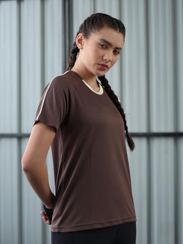 Image of CHKOKKO Gym Tshirt for Women Workout Activewear Regular Fit T Shirt for Woman Round Crew Neck Half Sleeves Best for Sports and Outdoor Activities